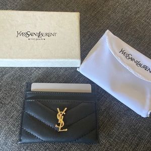 Card case fashion Ysl black gold logo.